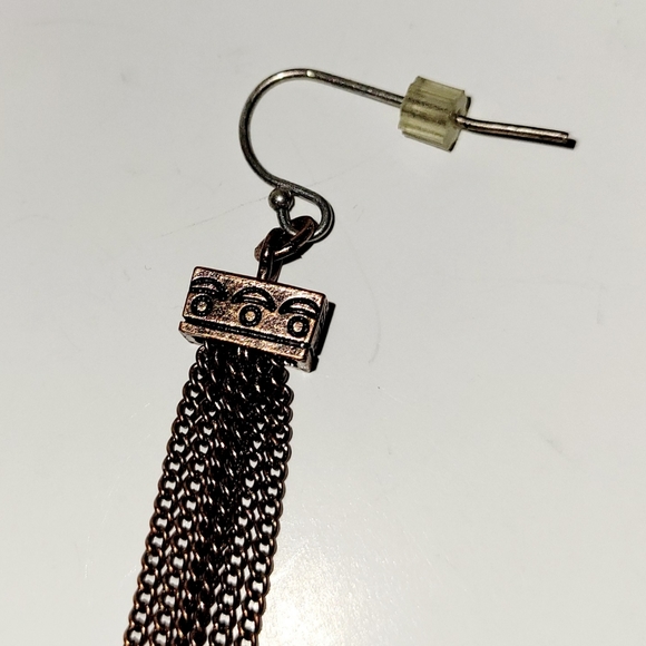 New Copper Tassel Shoulder Duster Chain Drop Earrings - Picture 3 of 5